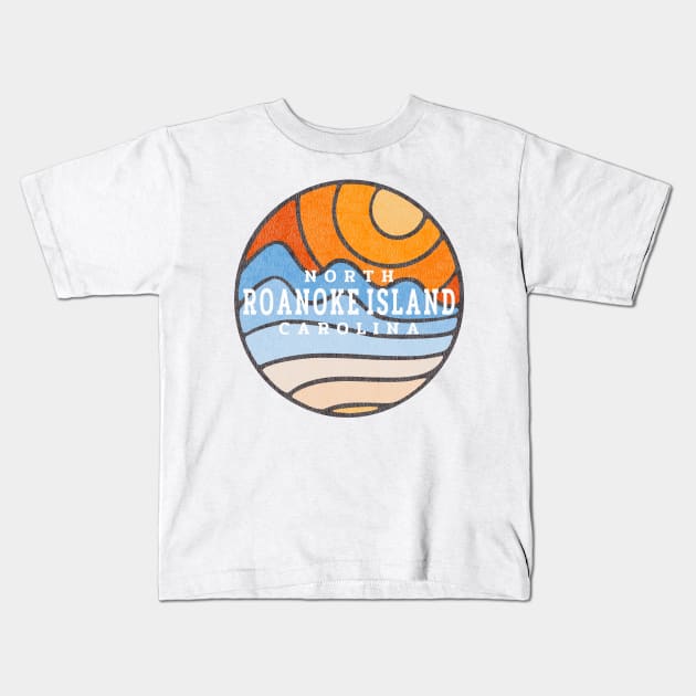 Roanoke Island, NC Summertime Vacationing Stained Glass Sunrise Kids T-Shirt by Contentarama